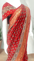 Ajrakh Dola Silk Saree