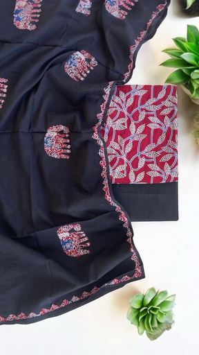 Ajrakh Applique work Suit set