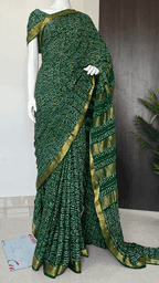 Premium Bandhej Saree With Zari Border