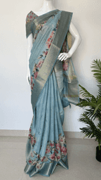 Floral Printed Banarasi Tissue saree