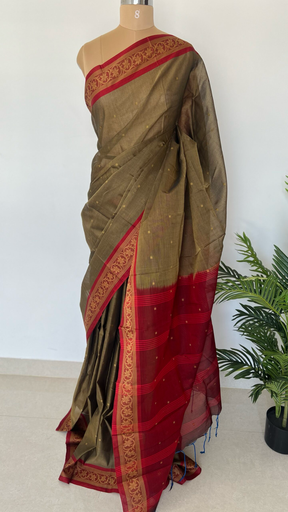 Mercerised Handloom Cotton Saree