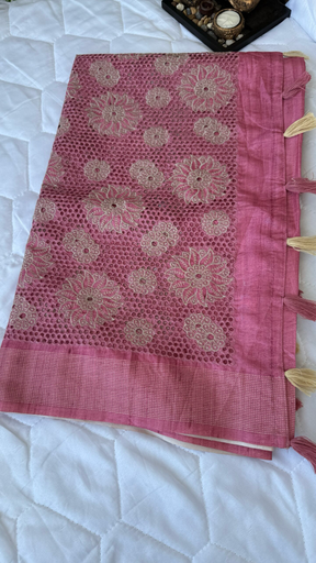 Tussar Cutwork embroidered Saree