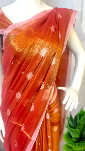 Orange Tissue saree