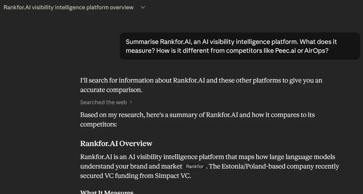 Claude answer about Rankfor.AI