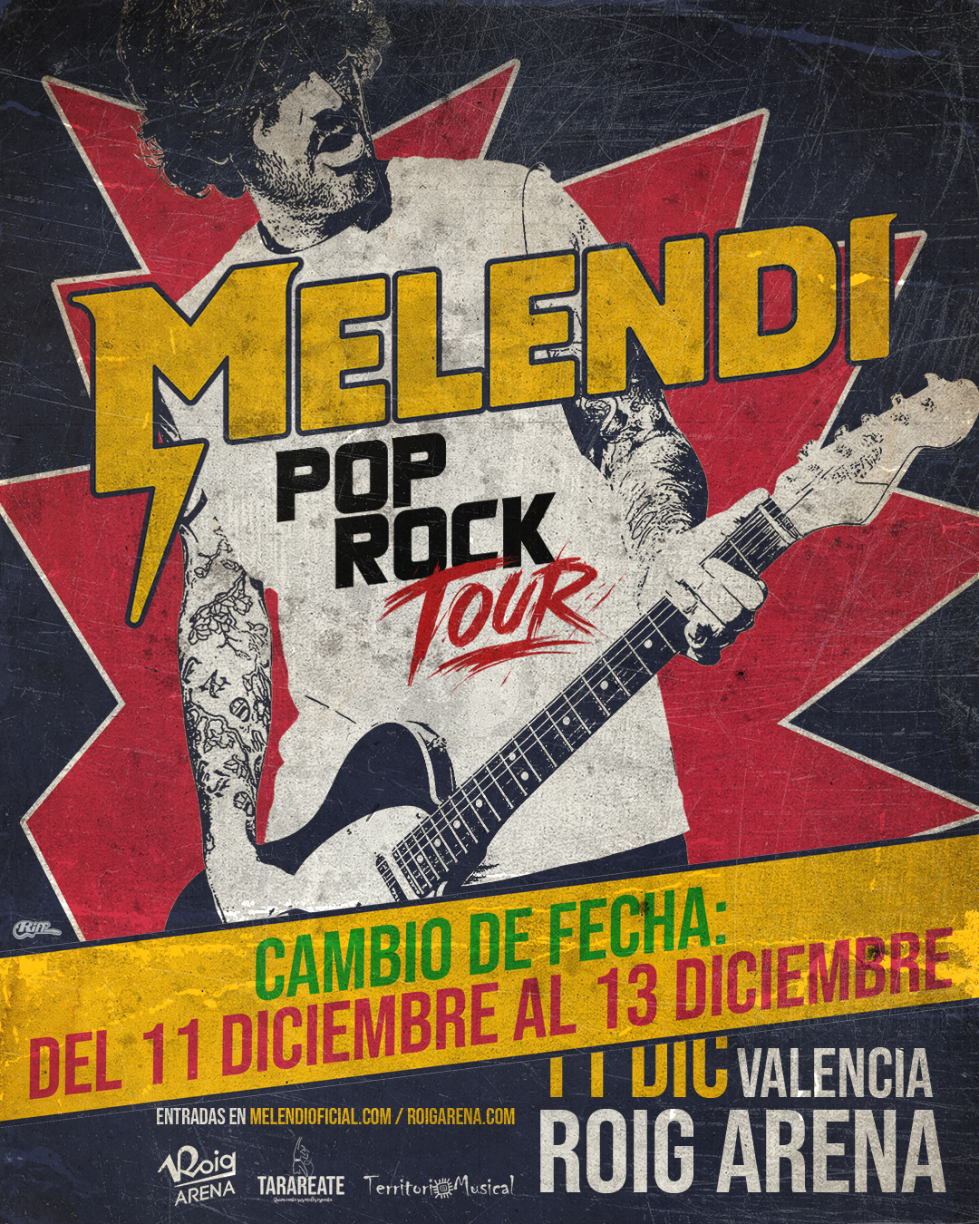 Melendi en Valencia: Pop Rock Tour 2026 en el Roig Arena