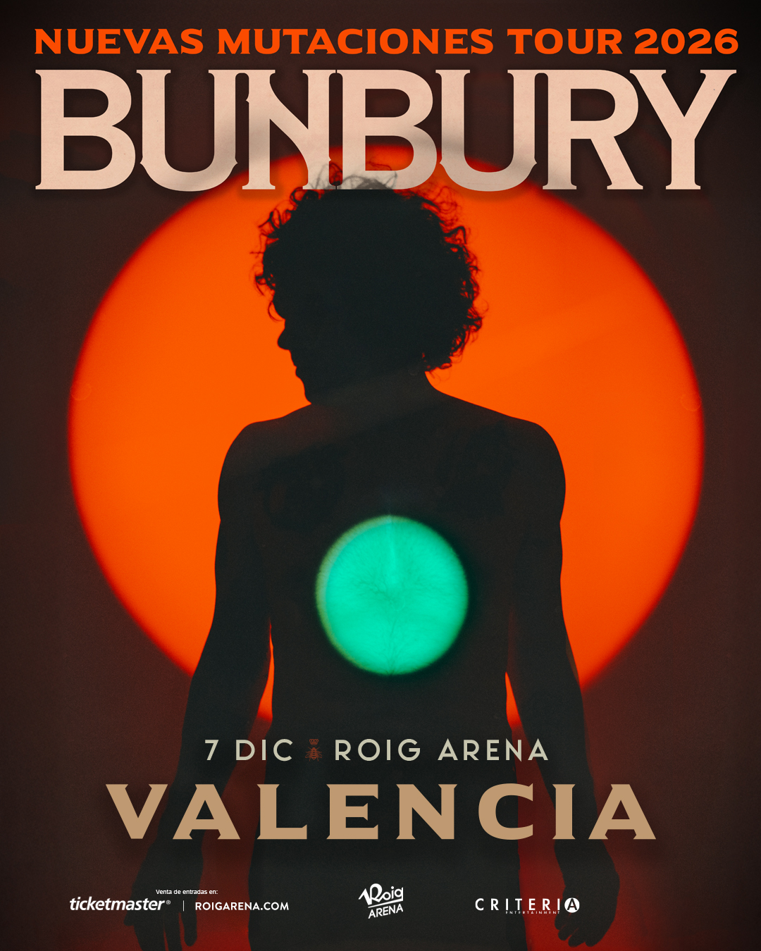 Nuevas Mutaciones Tour 2026: Bunbury en el Roig Arena de Valencia