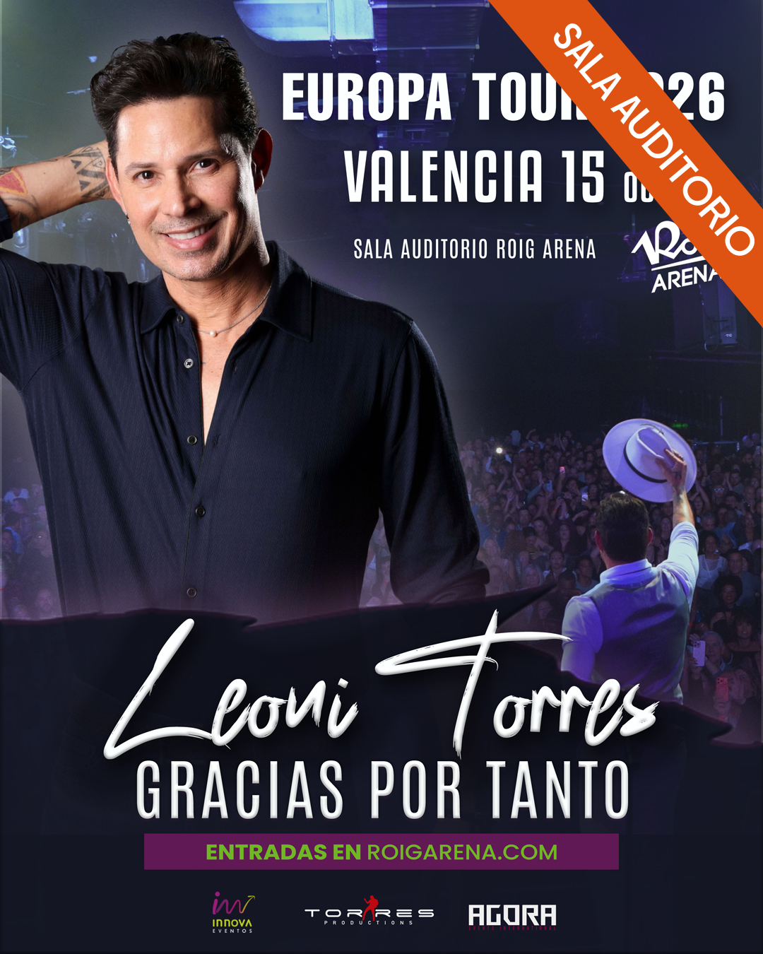 Leoni Torres en concierto en el Auditorio Roig Arena de Valencia