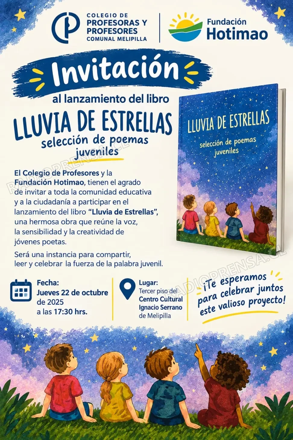 Poesía juvenil en marcha: Colegio de Profesores Comunal Melipilla lanza hoy el libro “Lluvia de Estrellas”