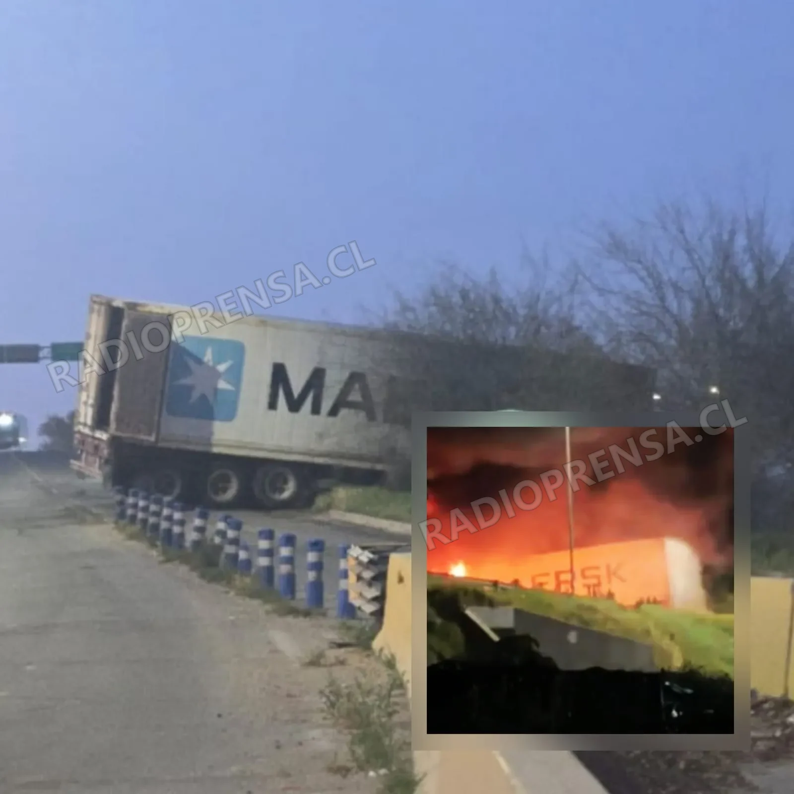 Incendian camión que ingresaba a Melipilla durante incidentes nocturnos