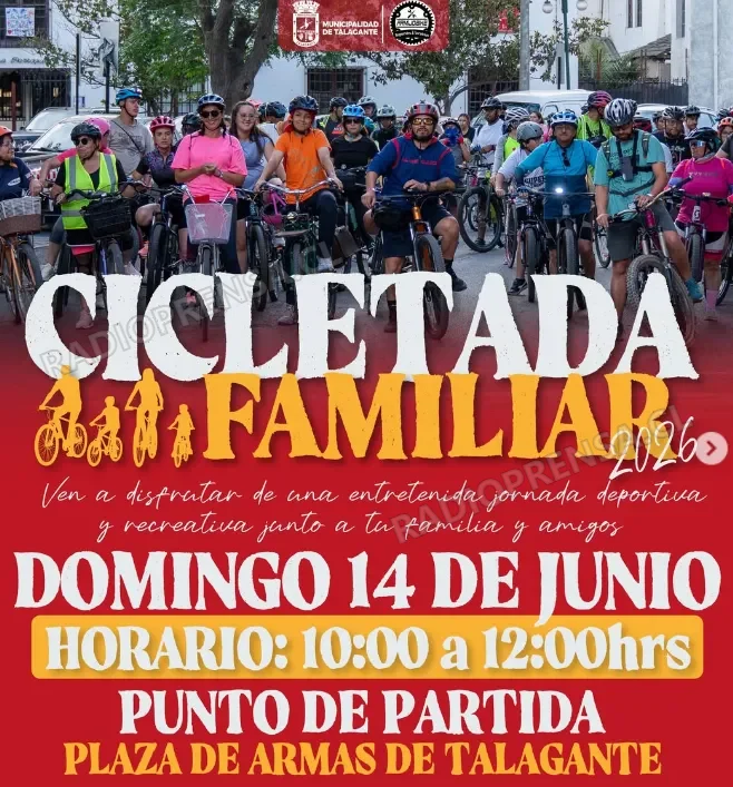 Municipalidad de Talagante invita a participar de una cicletada familiar con premios y actividades recreativas