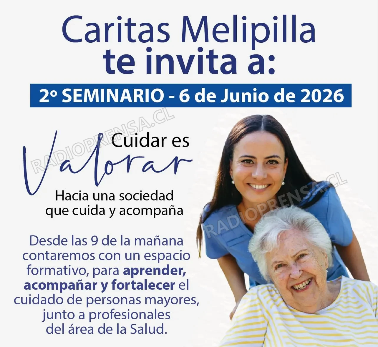 Caritas Melipilla realizará este sábado el 2° Seminario para cuidadores de personas mayores