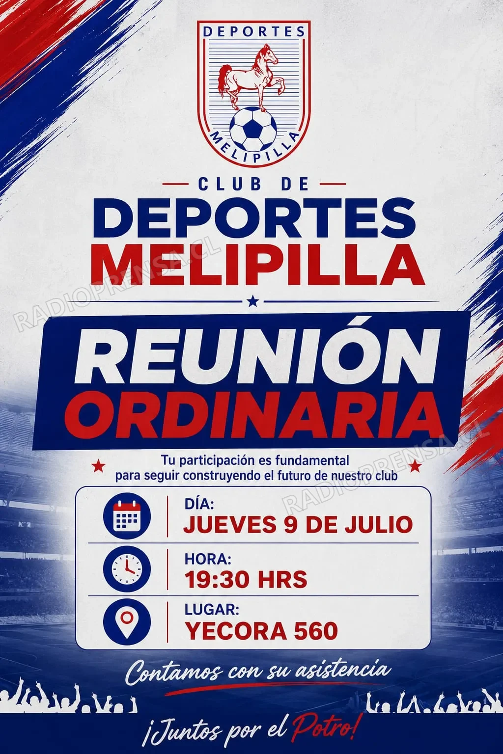 Corporación Deportes Melipilla cita a reunión de socios