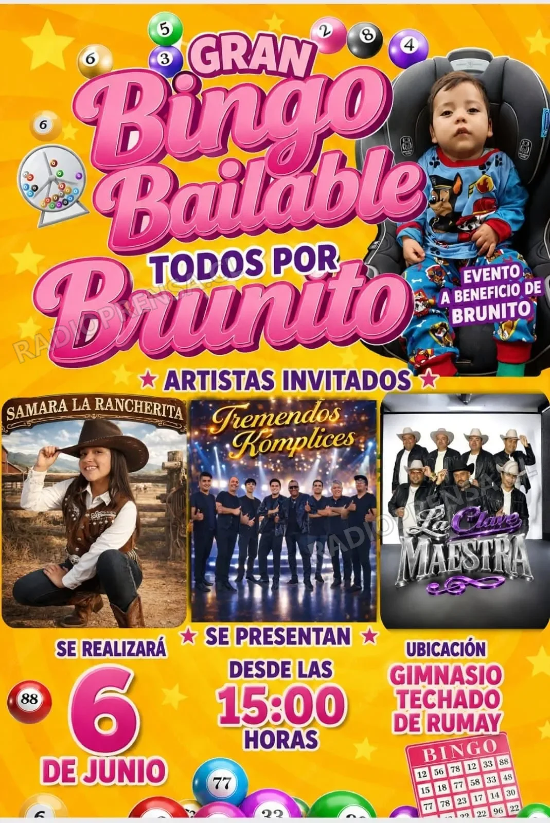 Hoy es el bingo bailable para ayudar al pequeño Brunito Sánchez