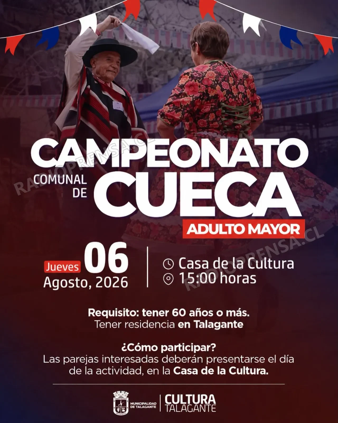 Convocan al Campeonato Comunal de Cueca del Adulto Mayor en Talagante