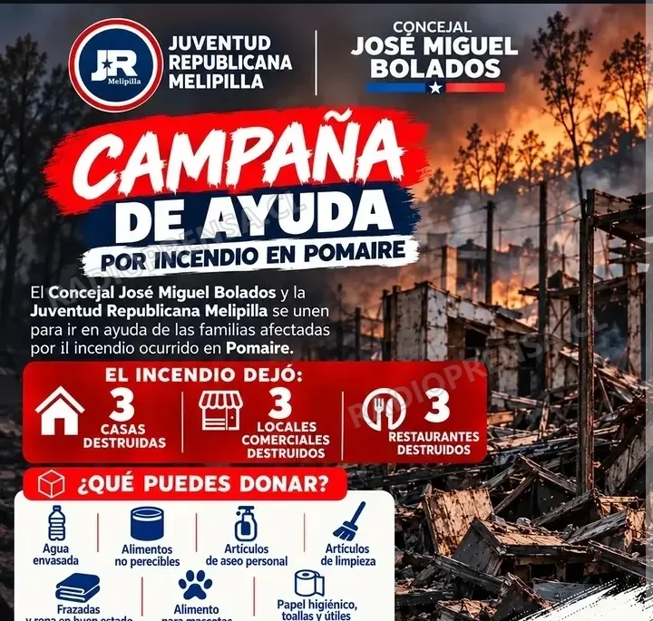 Concejal Bolados impulsa campaña de ayuda para damnificados por incendio en Pomaire