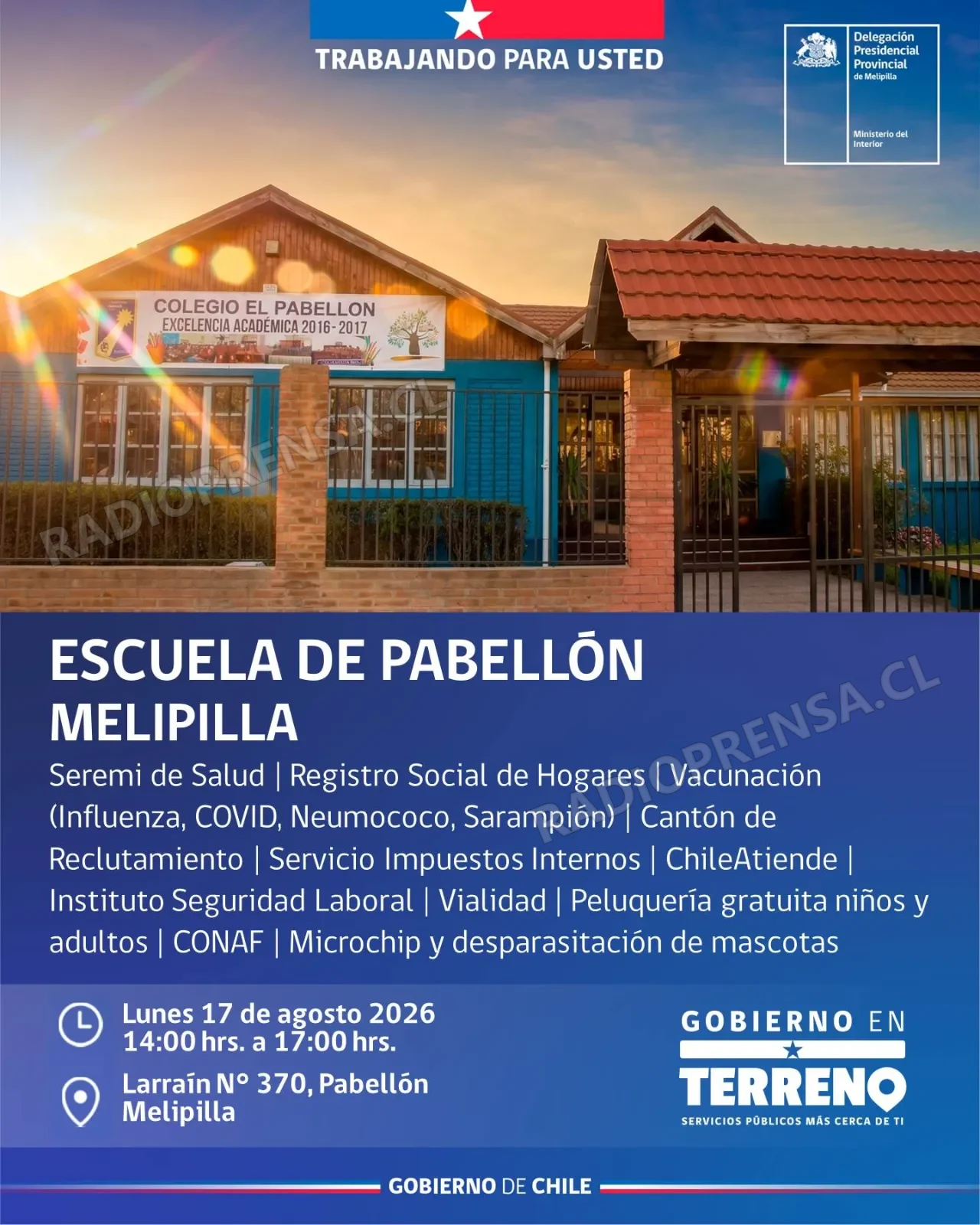 Gobierno en Terreno acercará servicios públicos a vecinos de la localidad de Pabellón en Melipilla