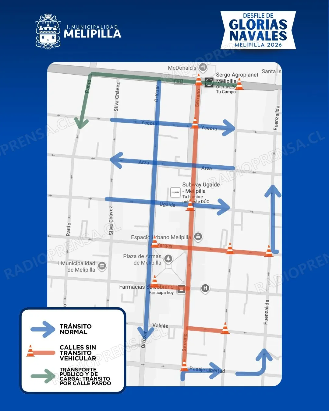 Los desvíos iniciarán a las 07:00 y se extenderán hasta las 14:00 horas