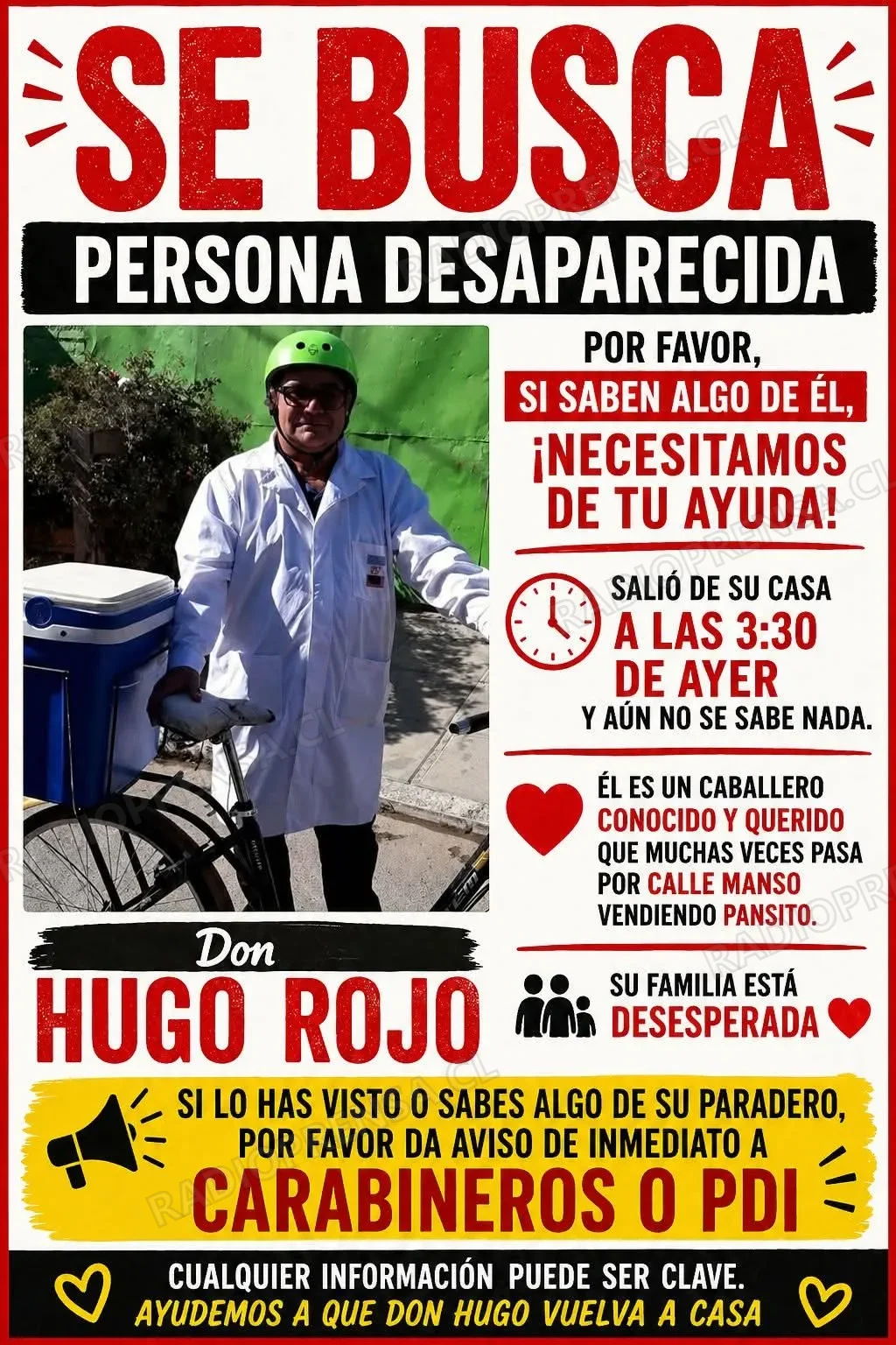 Buscan a vecino desaparecido en Melipilla: salió a trabajar y no regresó a su hogar