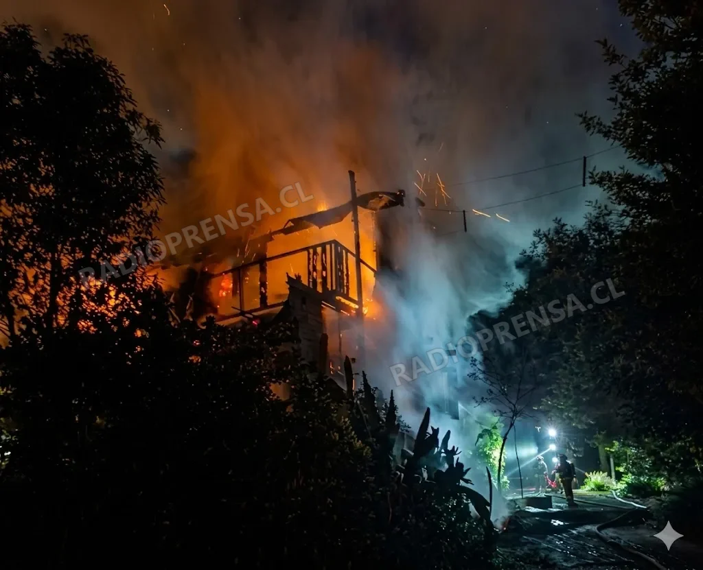 Incendio destruyó vivienda en el sector Lo Águila Alto de Curacaví