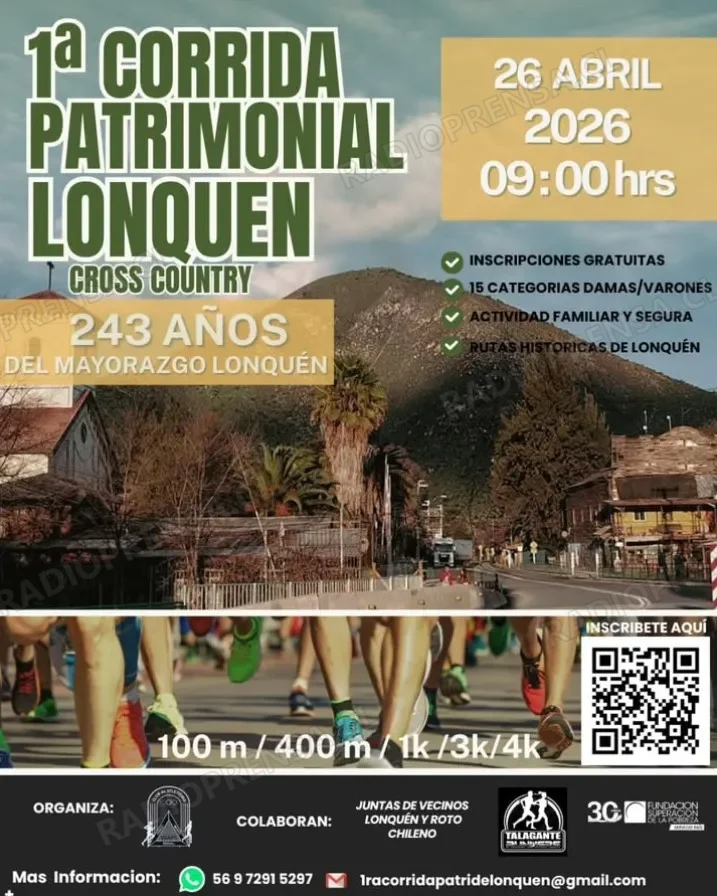 Lonquén celebra 243 años con actividades patrimoniales y deportiva corrida familiar