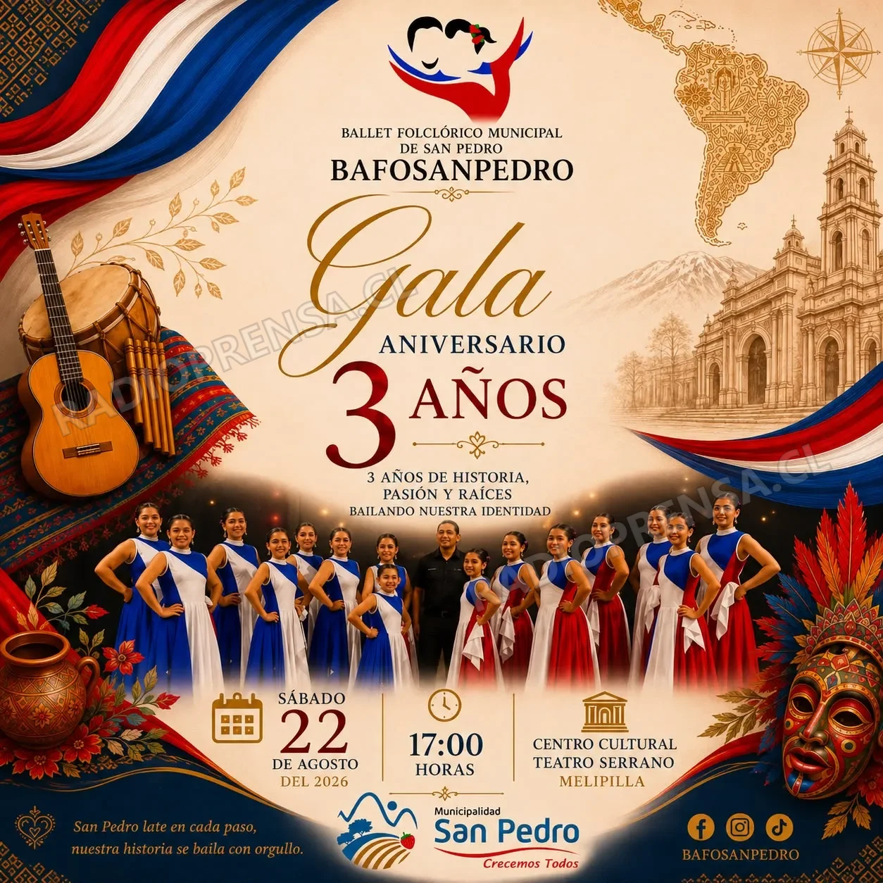 Ballet Folclórico de San Pedro celebrará sus tres años con gala gratuita en Melipilla