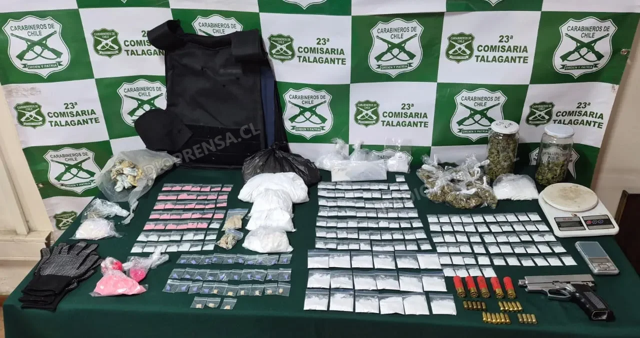 Operativo en Isla de Maipo deja un detenido, armas y gran cantidad de droga incautada