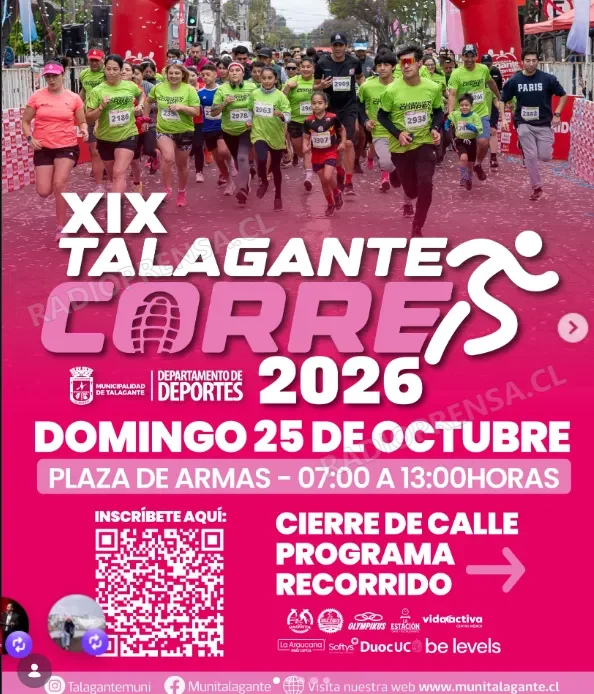 Talagante prepara nueva versión de Talagante Corre con dos circuitos