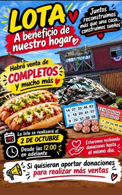 Familia afectada por incendio realizará lota a beneficio para reconstruir su hogar