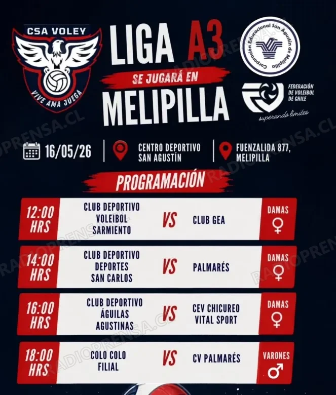 Fecha de la liga Nacional de Voleibol se jugará en Melipilla, mientras que otro equipo va a Los Andes