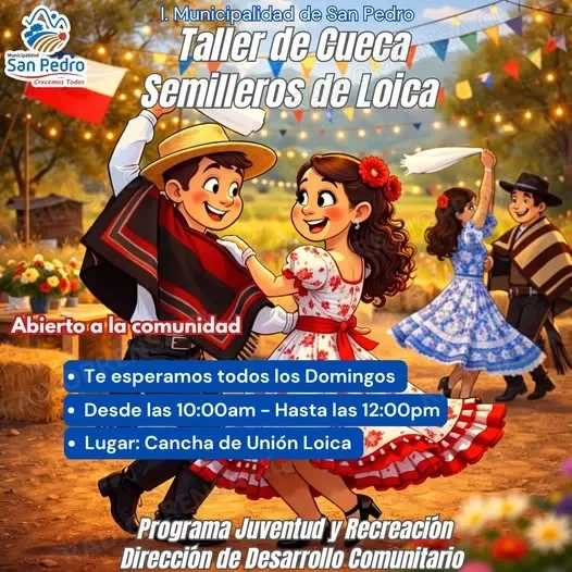 Municipalidad de San Pedro invita a participar en taller de cueca abierto a toda la comunidad