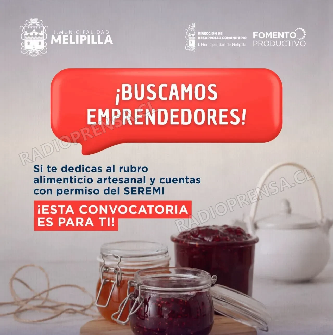 Municipalidad de Melipilla llama a productores de alimentos artesanales a sumarse a su red de apoyo