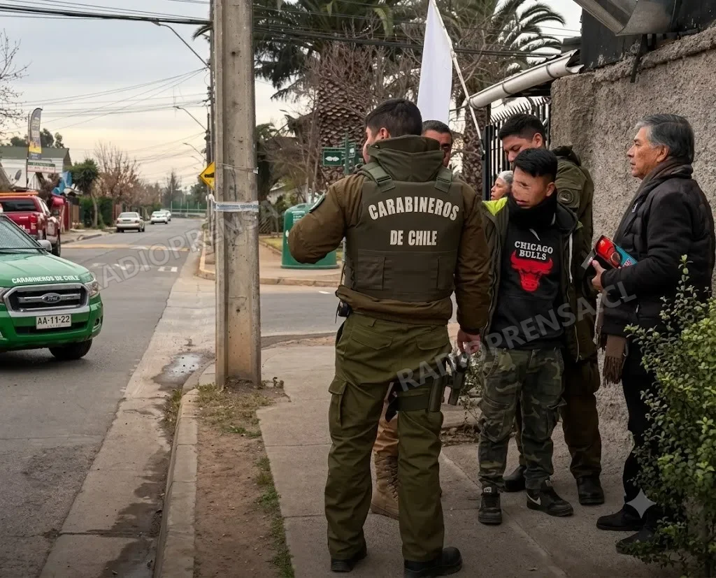 Detienen a sujeto tras intento de robo de vehículo y amenazas a vecina en Talagante