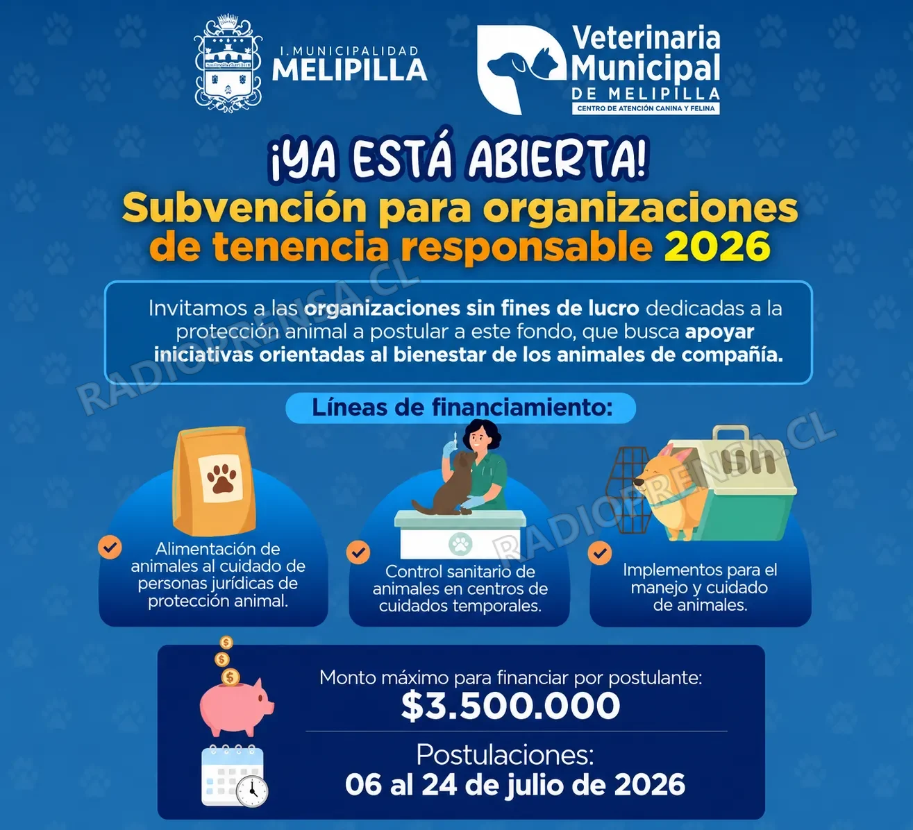 Inicia proceso de subvención municipal para organizaciones de tenencia responsable 2026 en Melipilla