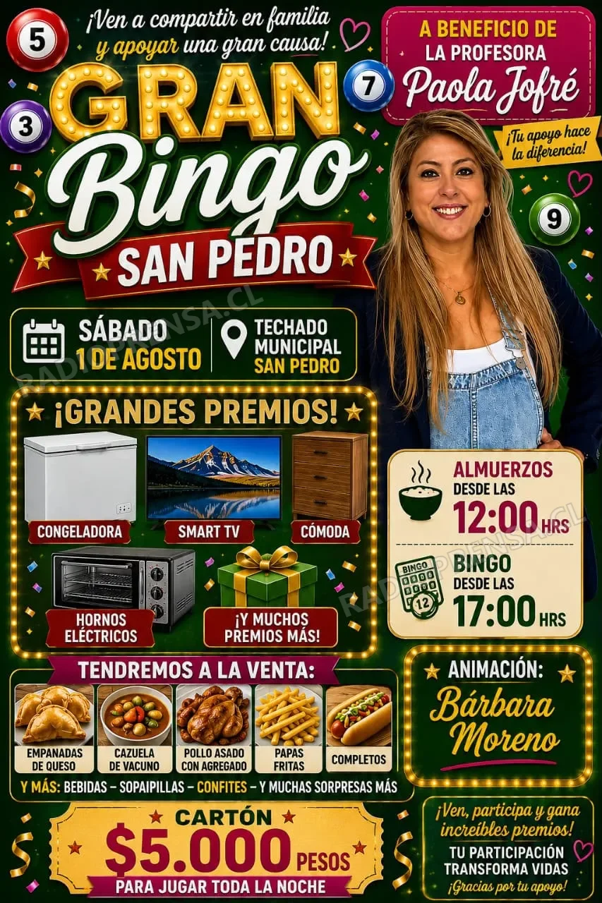 Organizan bingo a beneficio de profesora del Liceo San Pedro