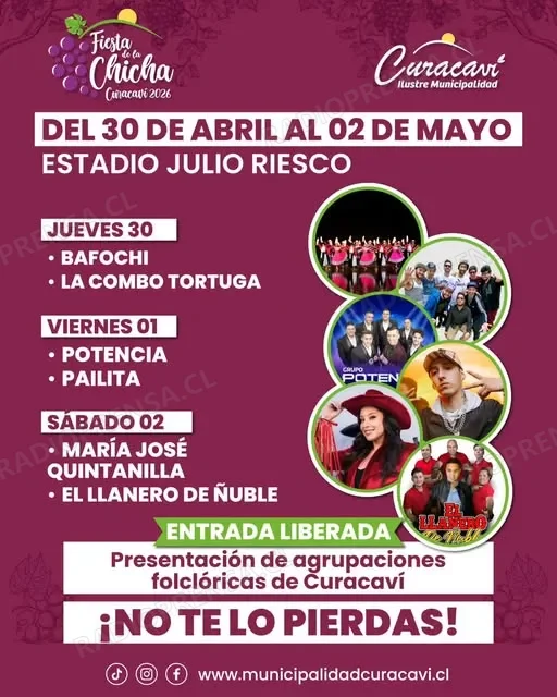 Curacaví alista nueva versión de la Fiesta de la Chicha con tradición centenaria y destacados artistas