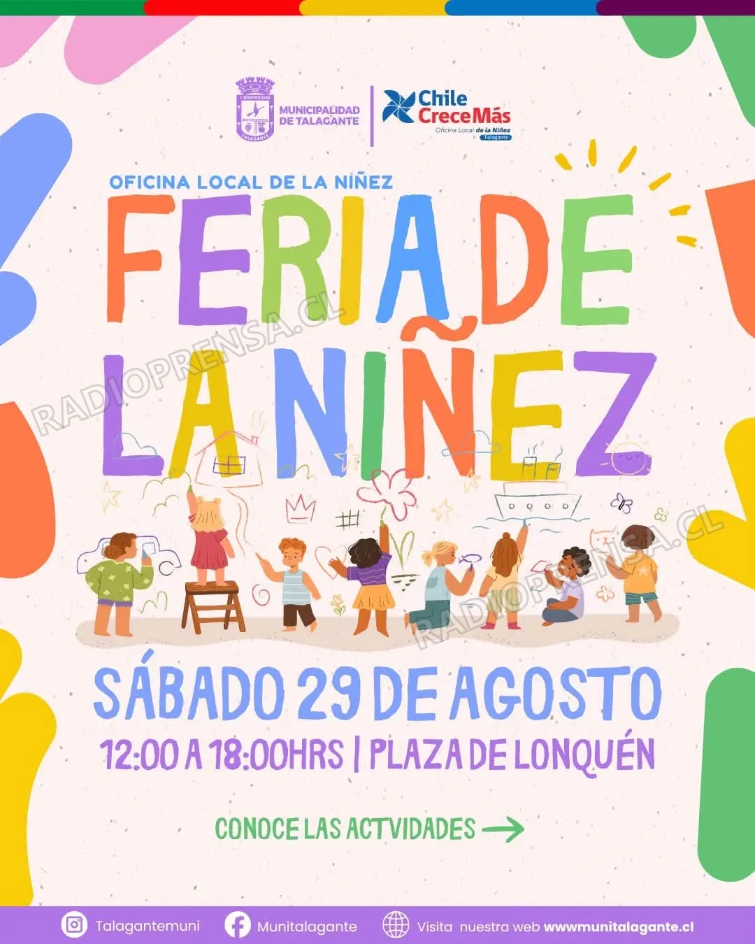 Feria de la Niñez llega este sábado a la Plaza de Lonquén con talleres y actividades familiares