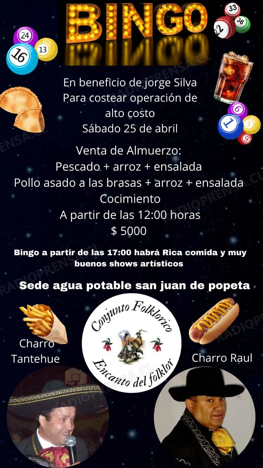 Invitan a participar de venta de almuerzo y bingo