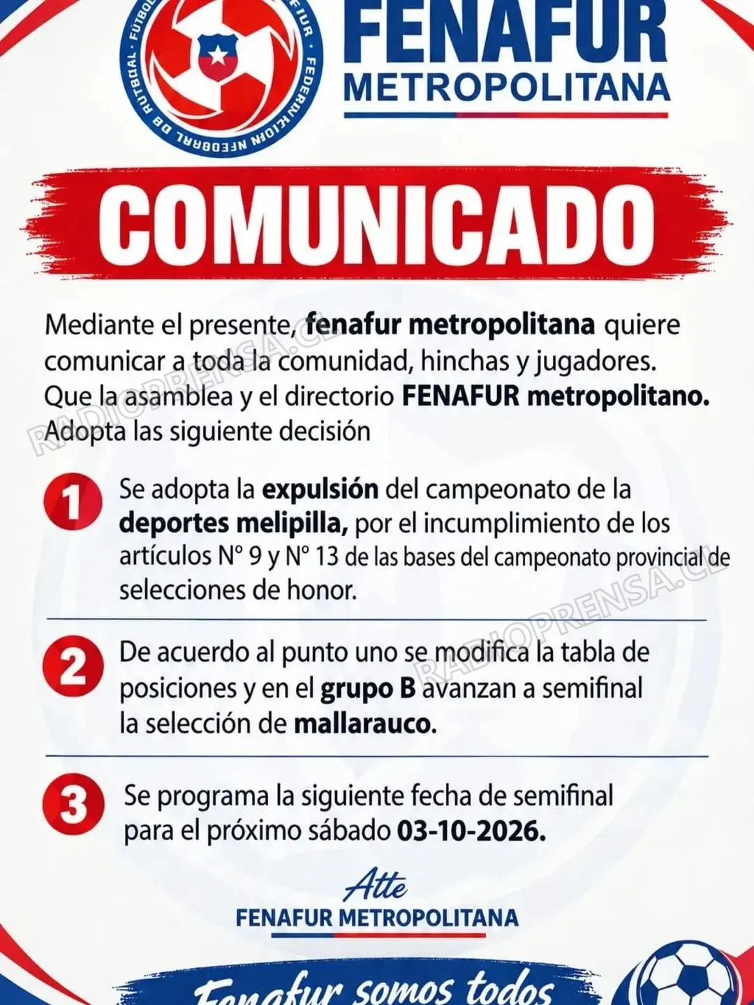 Deportes Melipilla es expulsado de torneo de FENAFUR