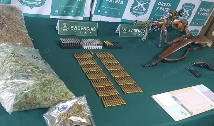 Curacaví: allanan parcela e incautan droga y armas