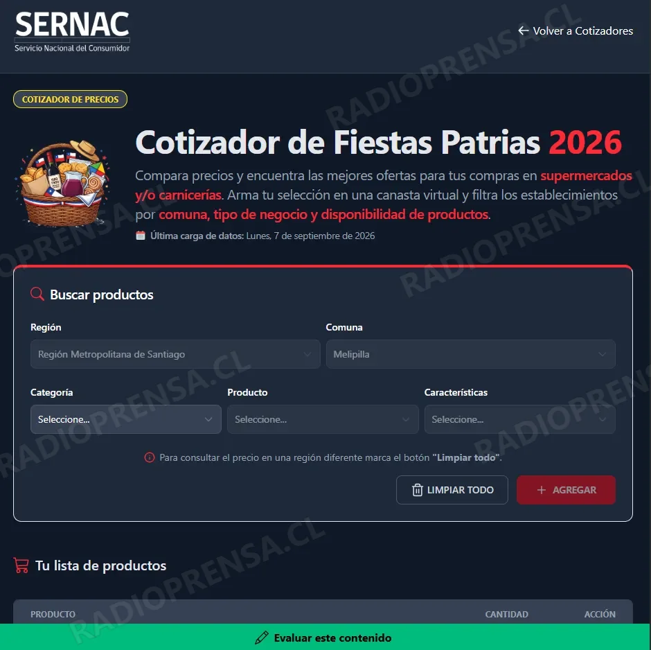 Sernac presenta Cotizador de Fiestas Patrias 2026