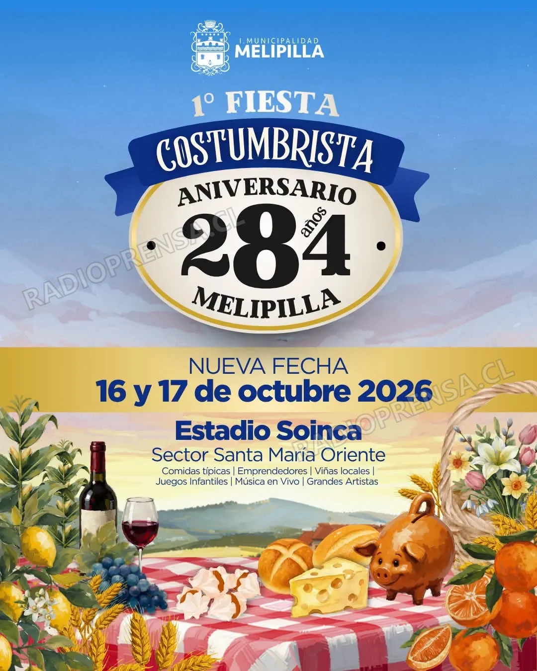 Reprogramada la 1° Fiesta Costumbrista por los 284 años de Melipilla: Se realizará el 16 y 17 de octubre