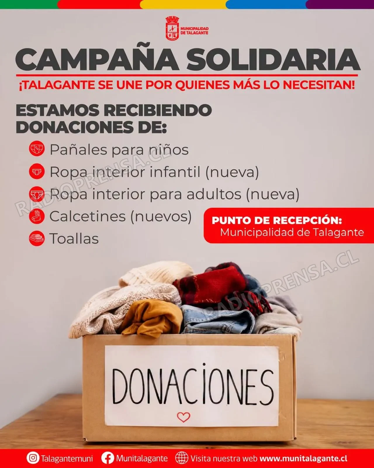 Talagante inicia campaña solidaria para apoyar a familias albergadas y damnificadas