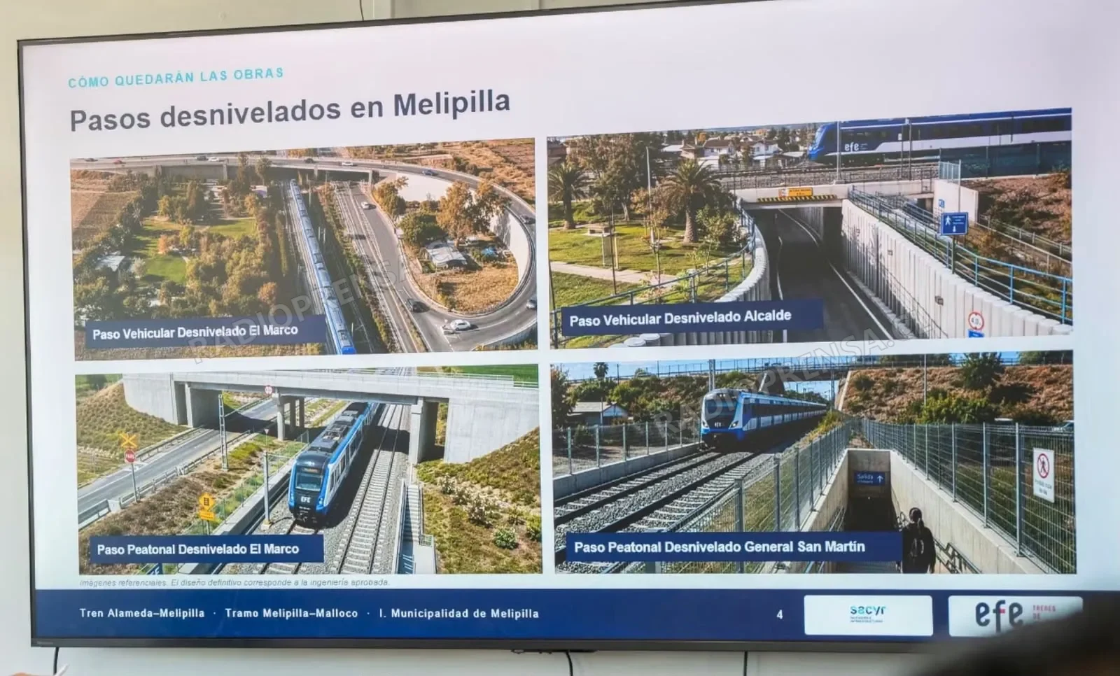 Municipio de Melipilla coordina con EFE y Sacyr avances y medidas de mitigación por obras del Metrotren