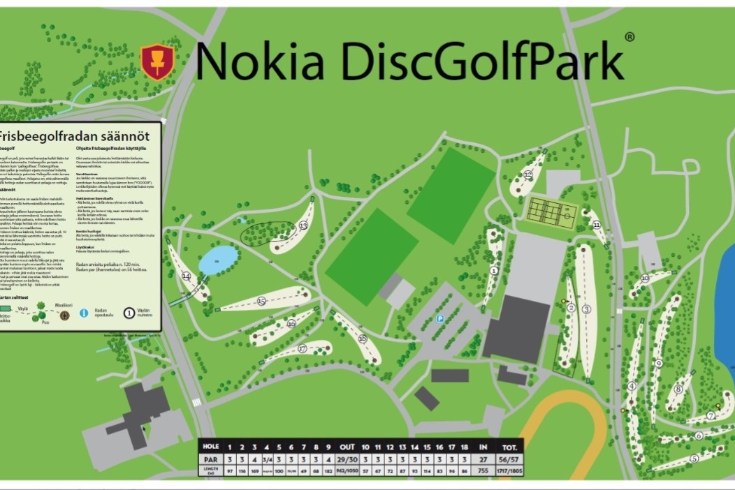 Nokia discgolfpark disc golf course in Nokia, Pirkanmaa