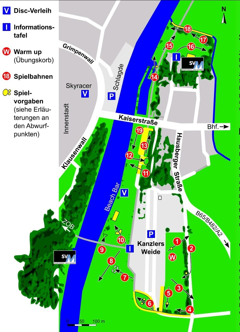 MINDEN - Kanzlers Weide disc golf course in Minden, North Rhine-Westphalia