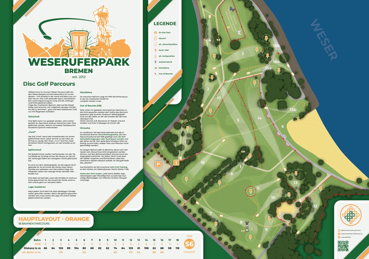 Bremen WeseruferPark disc golf course in Bremen, Bremen