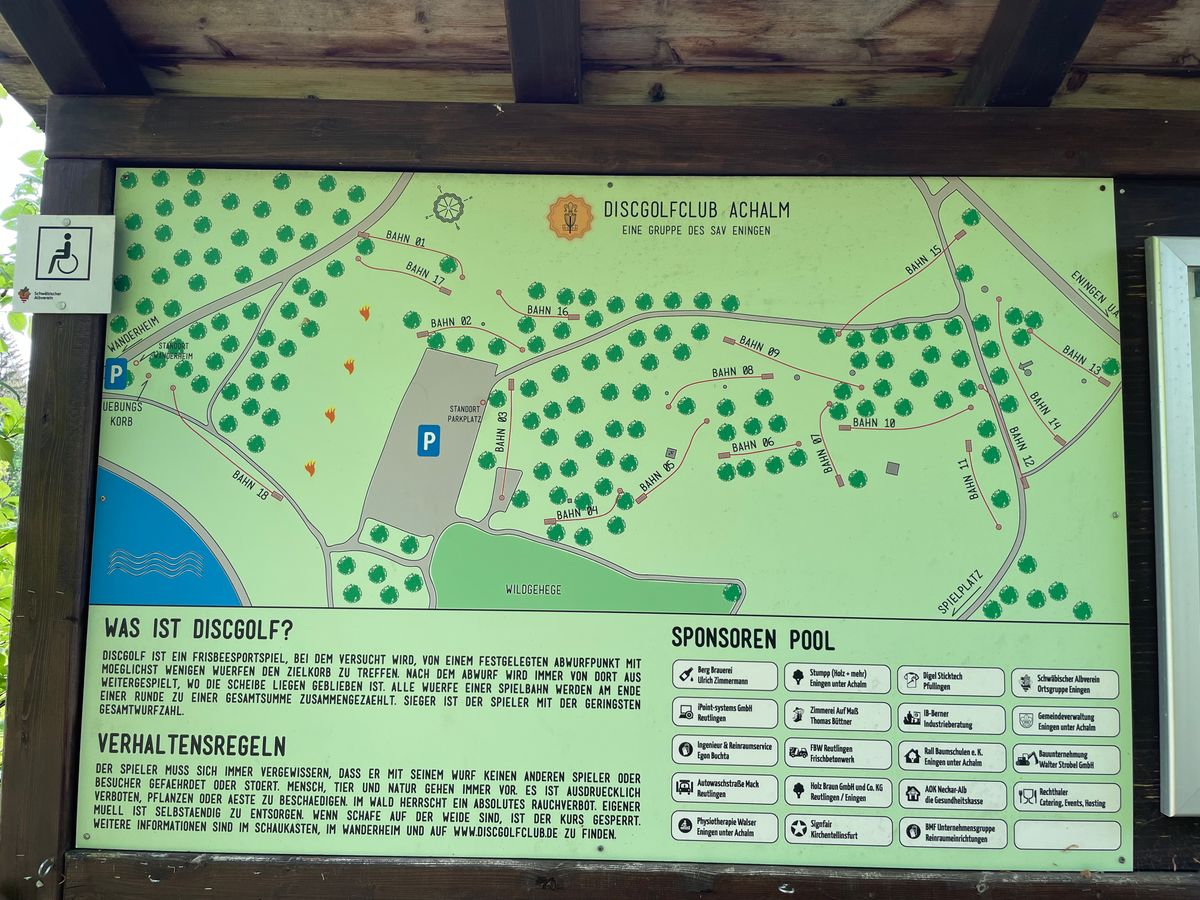 Eninger Weide disc golf course in Eningen unter Achalm, Baden-Württemberg