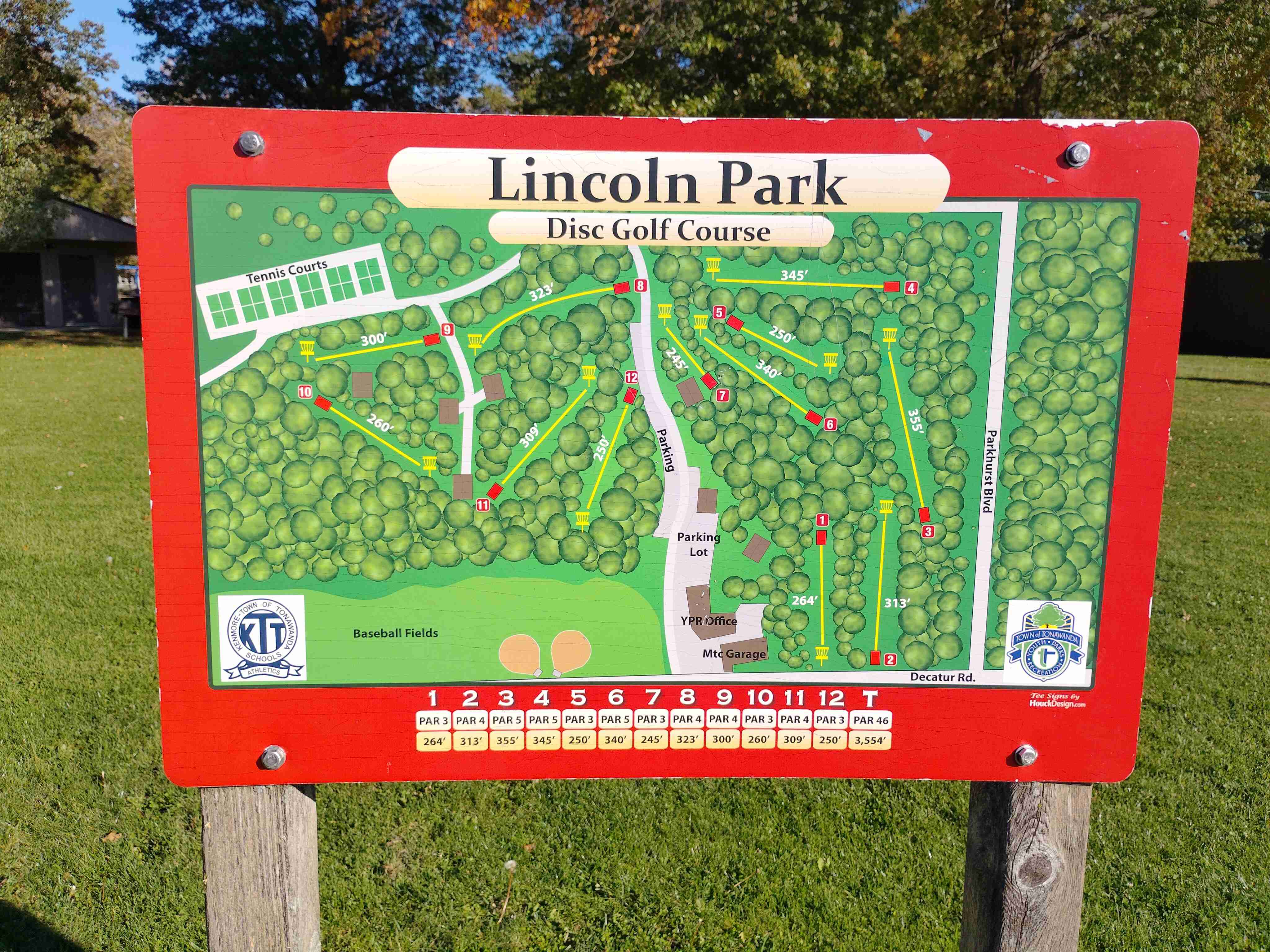 Lincoln Park disc golf course in Tonawanda Town, NY