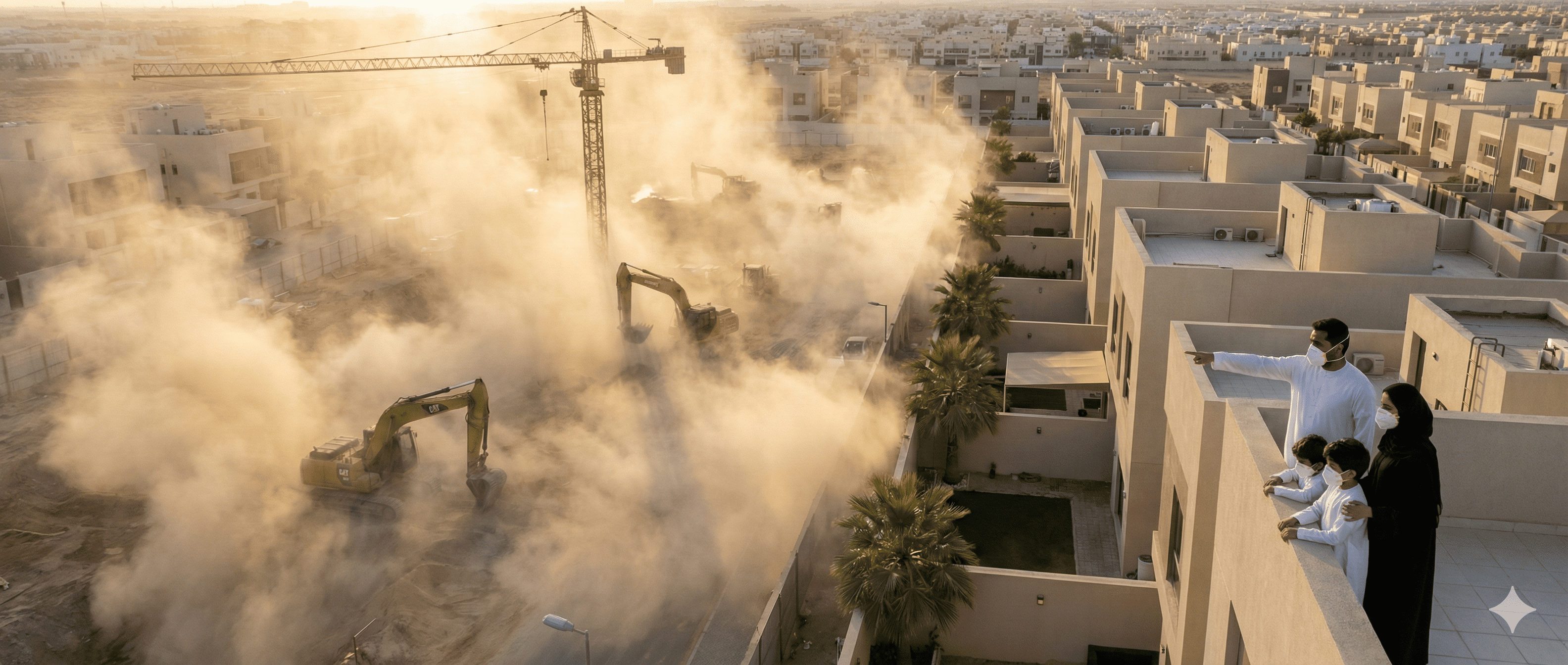 Hidden Dust (PM2.5) and Neighbor Rights: Your Complete Guide to Dealing with Adjacent Construction Sites in Saudi Arabia 2025