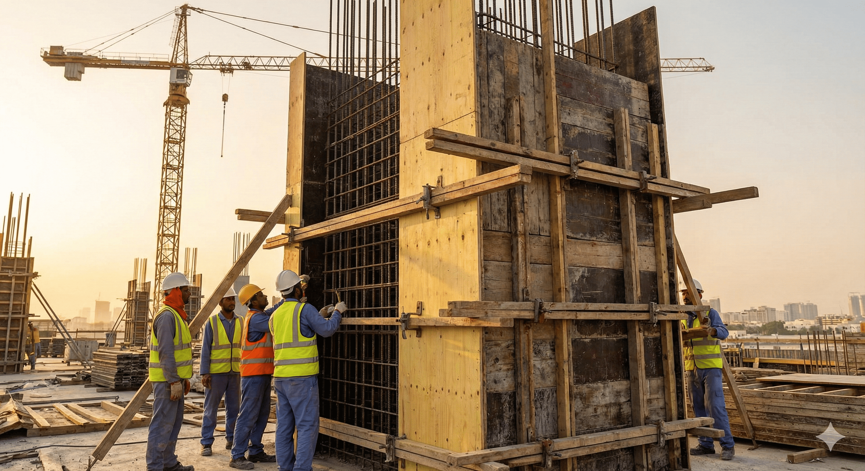 إعادة استخدام الخشب في صب الخرسانة: هل هو آمن؟ دليل شامل عن الشدات الخشبية وأفضل أنواع الخشب للأعمدة والقواعد